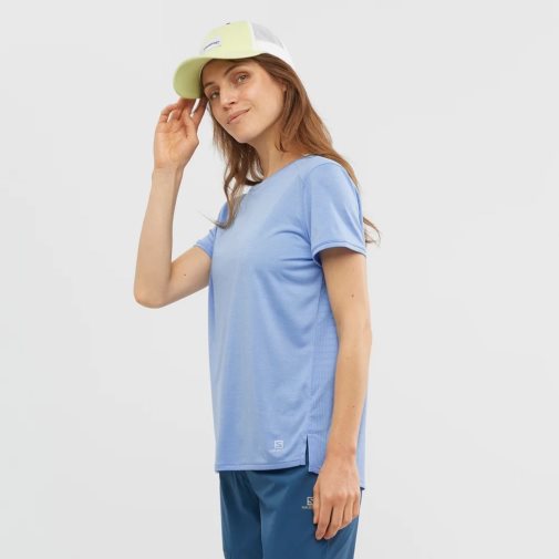 Camiseta Salomon Outline Summer Curta Sleeve Feminino Luz Azuis | PT P01384